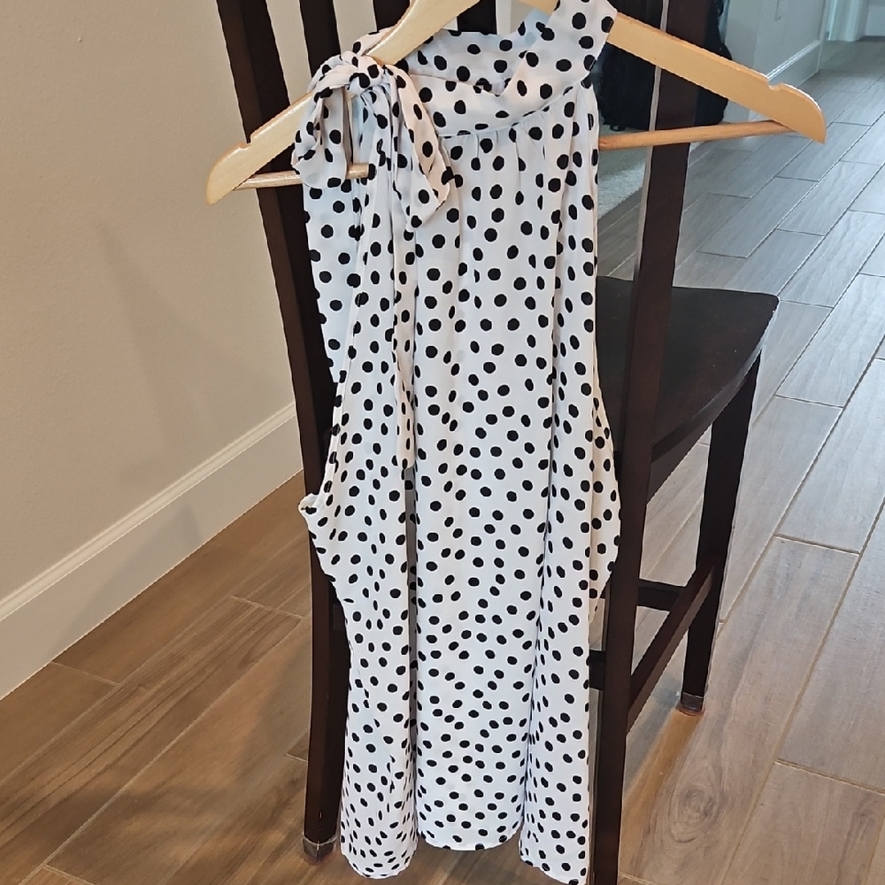 New York & Company Black Polka Dot Blouse